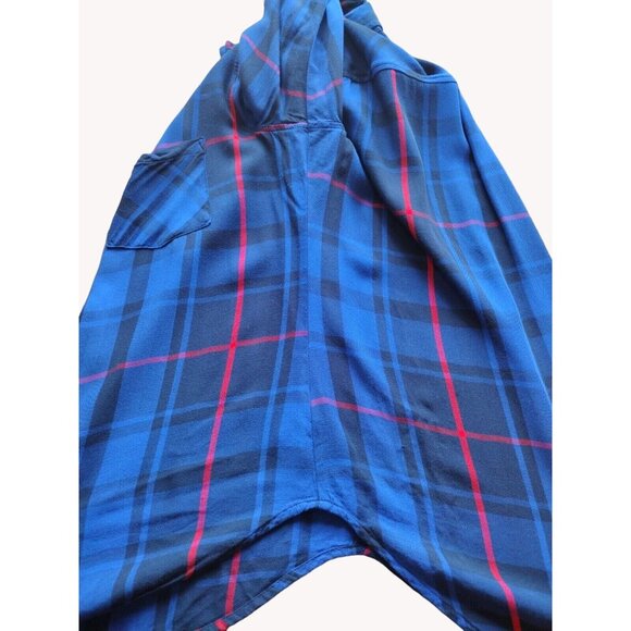 A New Approach Top Small Long Sleeve Plaid Button Up Pockets Tab Sleeve - Picture 12 of 13